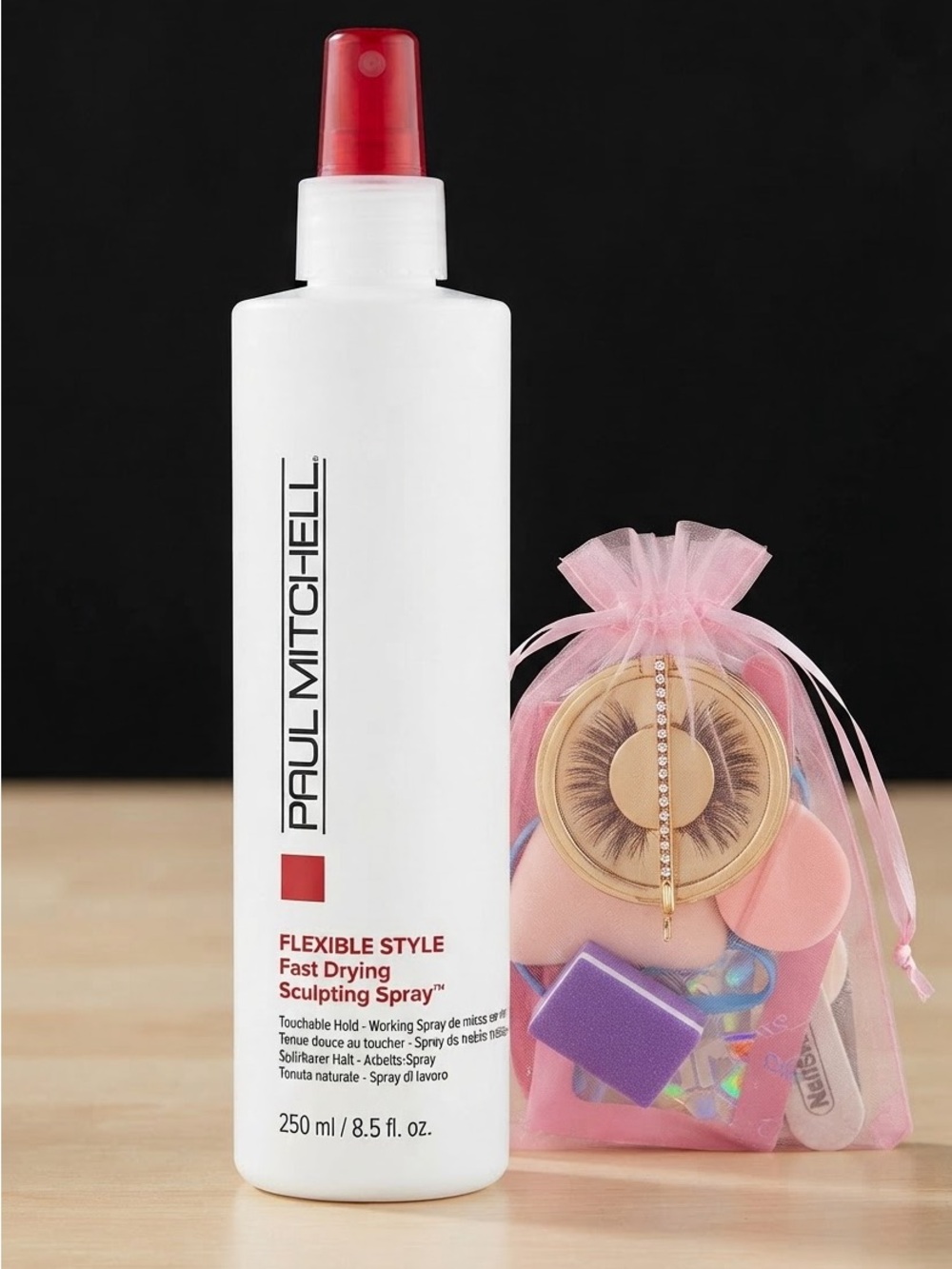 Paul Mitchell Flexible Style Fast Drying Sculpting Spray 8.5oz & beauty bag